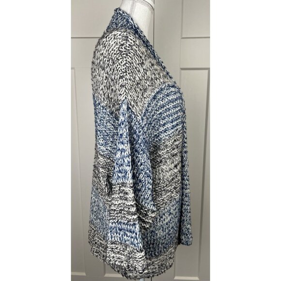 Vince Color Block Open Front Cardigan Sweater Cotton/Wool Blend Blue Gray XS/S - Picture 3 of 9